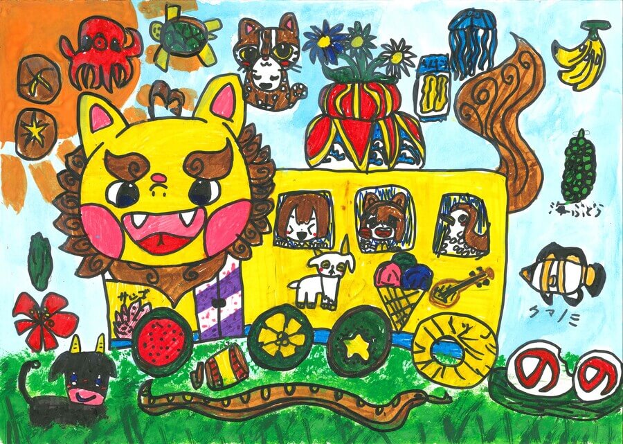 「沖縄を守るよ　シーサーバス」